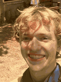 Sean Hendrix, sound designer and production sound mixer, in a rotating set of three portraits.