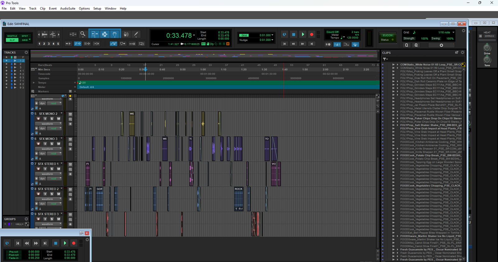 Pro Tools session window for Fresh Guacamole, screenshot 1 of 1, showing the track layout and edit density.