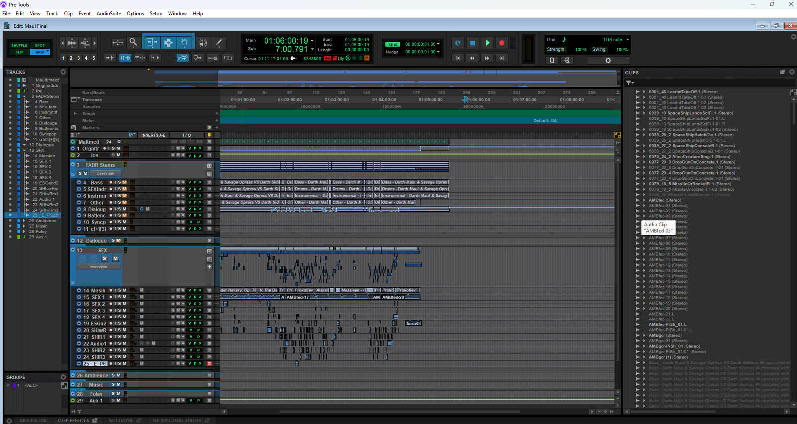 Pro Tools session window for The Lawless, screenshot 1 of 1, showing the track layout and edit density.
