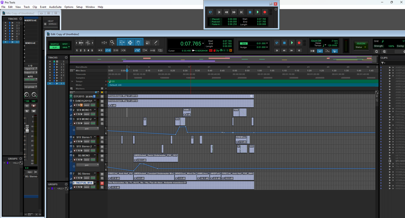 Pro Tools session window for Unorthodox, screenshot 1 of 1, showing the track layout and edit density.